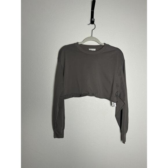 Aritiza Azure Skies Women's Gray Crop Top long sleeve Basic T-shirt Size small - Picture 1 of 5